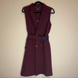 TOPSHOP BURGUNDRY LONG VEST TOPCOAT